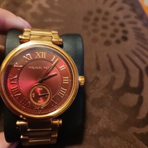 Michael Kors Gold and Red Timepiece